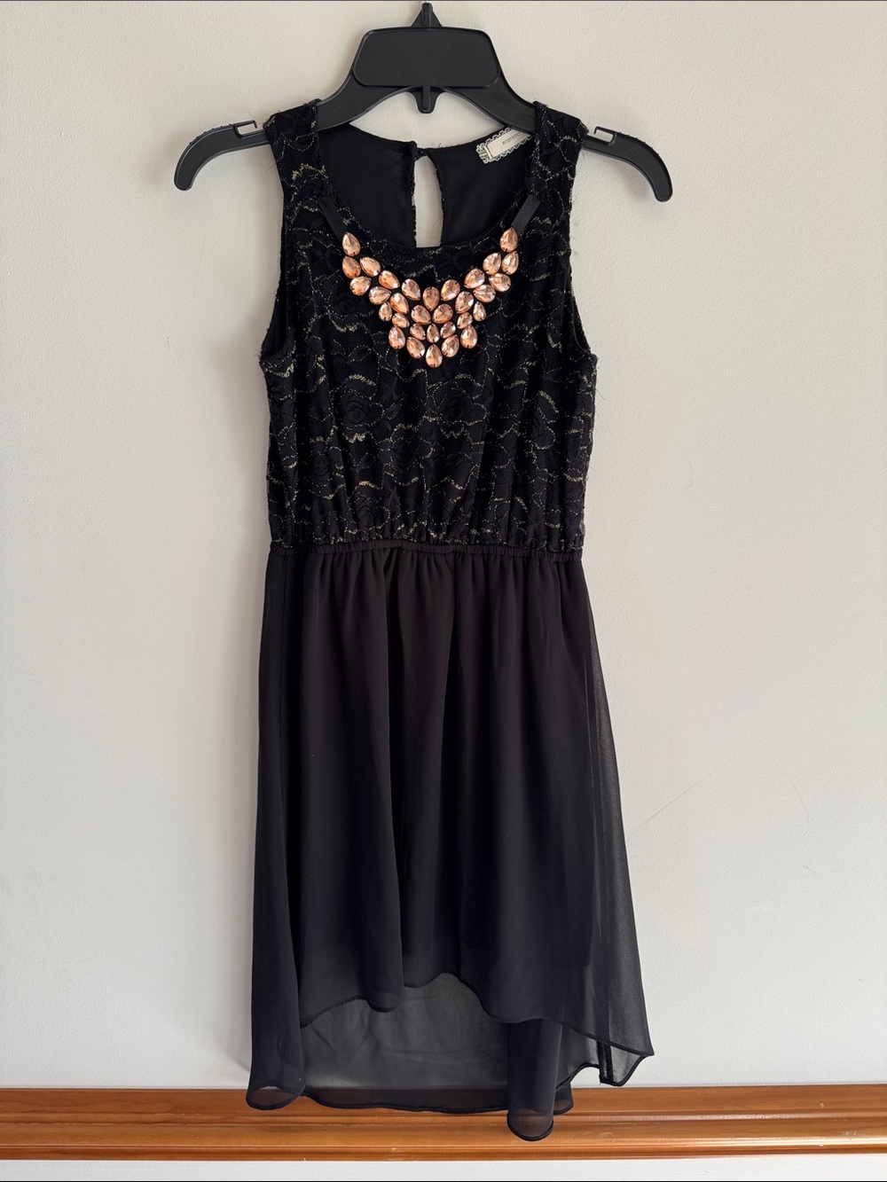 Soprano Black Sleeveless Dress with Jewel Neckline Girls Size M (10/12)